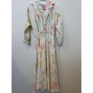 Vintage 80s Charlee‎ Allison Floral Dress 9-10